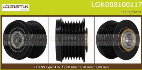 LGK LGK008100117 - Kasnak, alternator, sərbəst dönərli mufta furqanavto.az