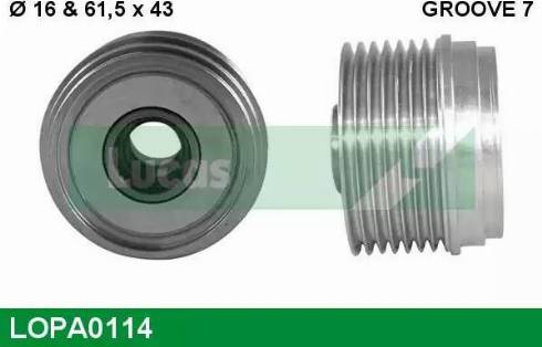 Lucas Engine Drive LOPA0114 - Kasnak, alternator, sərbəst dönərli mufta furqanavto.az