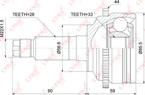 LYNXauto CO-3687A - Birləşmə dəsti, ötürücü val furqanavto.az