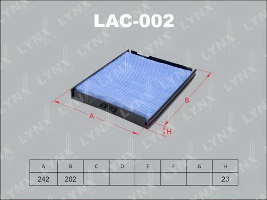 LYNXauto LAC-002 - Filtr, daxili hava furqanavto.az