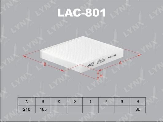 LYNXauto LAC-801 - Filtr, daxili hava www.furqanavto.az