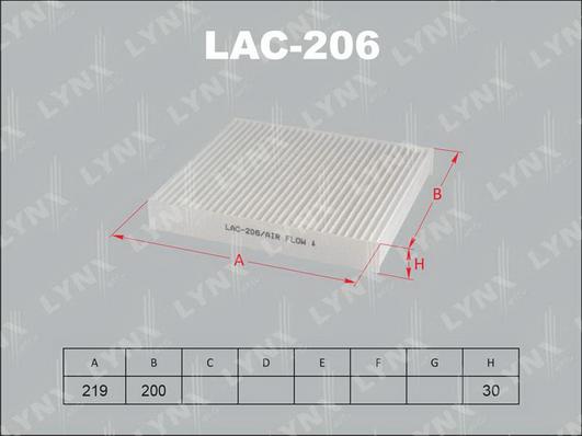 LYNXauto LAC-206 - Filtr, daxili hava furqanavto.az