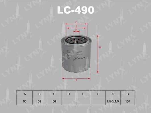 LYNXauto LC-490 - Yağ filtri furqanavto.az