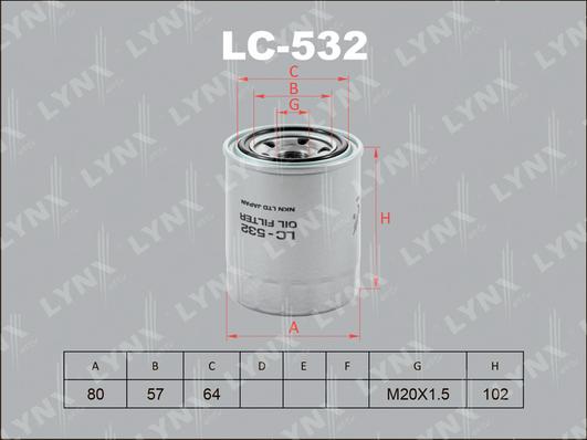 LYNXauto LC-532 - Yağ filtri furqanavto.az