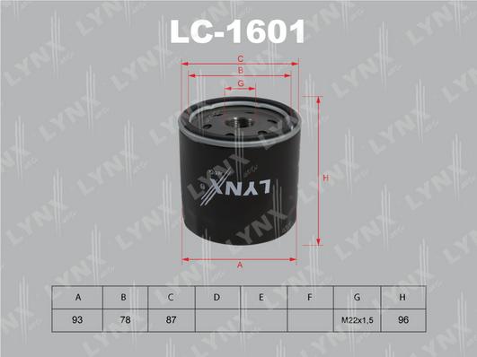 LYNXauto LC-1601 - Yağ filtri furqanavto.az