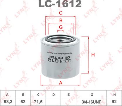 LYNXauto LC-1612 - Yağ filtri furqanavto.az