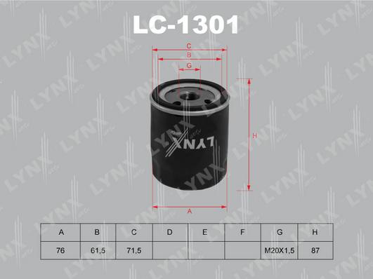 LYNXauto LC-1301 - Yağ filtri furqanavto.az