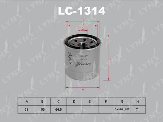 LYNXauto LC-1314 - Yağ filtri furqanavto.az