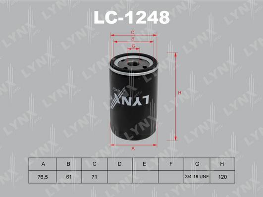 LYNXauto LC-1248 - Yağ filtri furqanavto.az