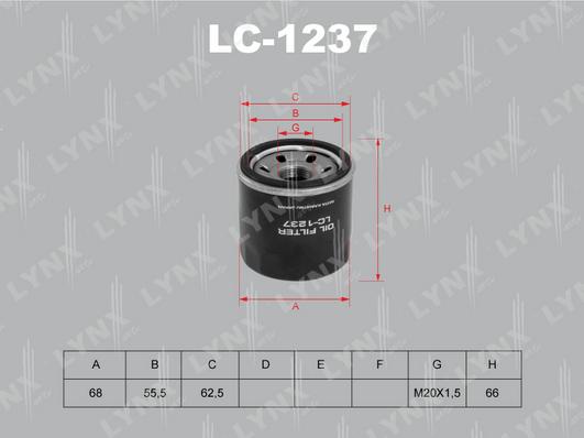 LYNXauto LC-1237 - Yağ filtri furqanavto.az