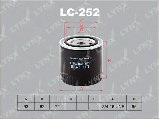 LYNXauto LC-252 - Yağ filtri furqanavto.az