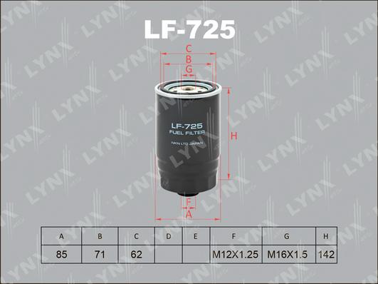 LYNXauto LF-725 - Yanacaq filtri furqanavto.az