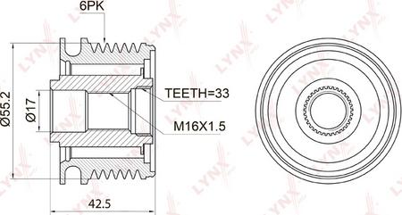 LYNXauto PA-1009 - Kasnak, alternator, sərbəst dönərli mufta furqanavto.az