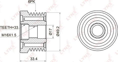 LYNXauto PA-1002 - Kasnak, alternator, sərbəst dönərli mufta furqanavto.az