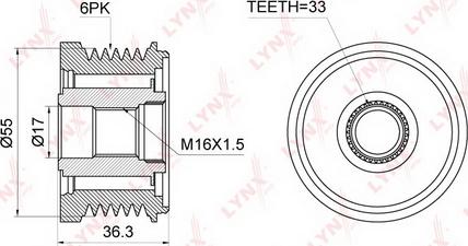 LYNXauto PA-1074 - Kasnak, alternator, sərbəst dönərli mufta www.furqanavto.az