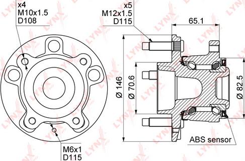 LYNXauto WH-1116 - Təkər qovşağı, podşipnik dəsti furqanavto.az