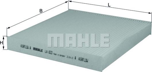 MAHLE LA 833 - Filtr, daxili hava www.furqanavto.az