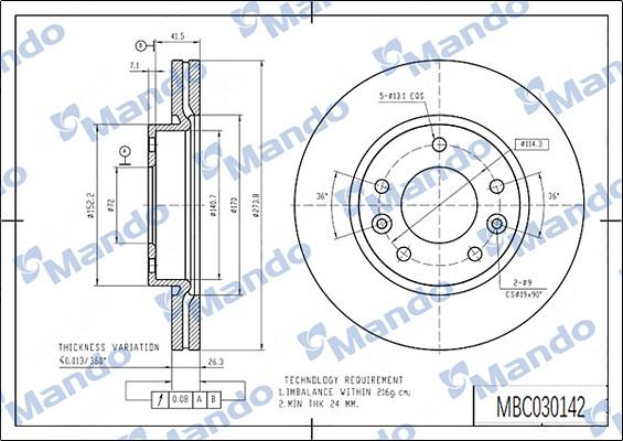 Mando MBC030142 - Əyləc Diski furqanavto.az