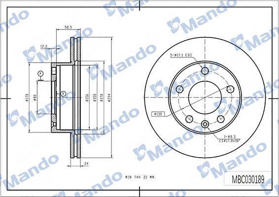 Mando MBC030189 - Əyləc Diski furqanavto.az