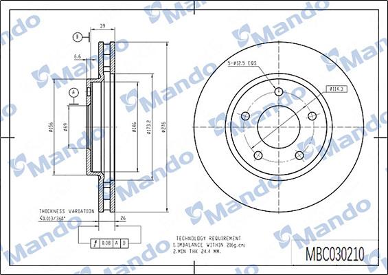 Mando MBC030210 - Əyləc Diski furqanavto.az