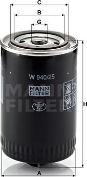 Mann-Filter W 940/25 (10) - Yağ filtri furqanavto.az
