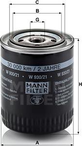 Mann-Filter W 930/21 - Yağ filtri furqanavto.az