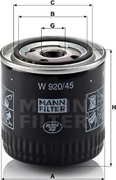 Mann-Filter W 920/45 - Yağ filtri furqanavto.az