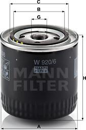 Mann-Filter W 920/6 - Yağ filtri furqanavto.az