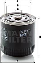 Mann-Filter W 920/11 - Yağ filtri furqanavto.az