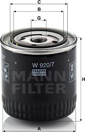 Mann-Filter W 920/7 y - Yağ filtri furqanavto.az