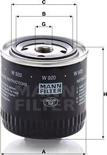 Mann-Filter W 920 - Yağ filtri furqanavto.az