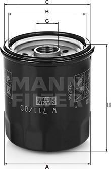 Mann-Filter W 711/80 - Yağ filtri furqanavto.az