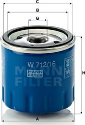 Mann-Filter W 712/16 - Yağ filtri furqanavto.az