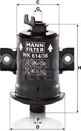 Mann-Filter WK 614/36 x - Yanacaq filtri furqanavto.az
