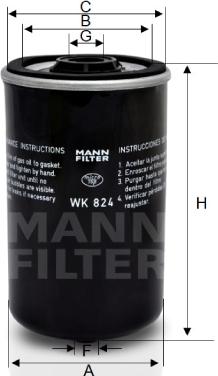 Mann-Filter WK 824 - Yanacaq filtri furqanavto.az