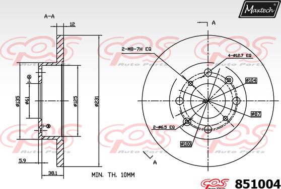 Maxtech 851012 - Əyləc Diski furqanavto.az