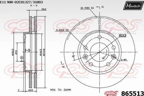 Maxtech 865513.0000 - Əyləc Diski furqanavto.az