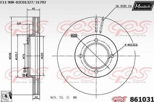 Maxtech 861031.0080 - Əyləc Diski furqanavto.az