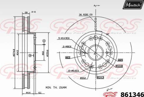 Maxtech 861346.0000 - Əyləc Diski furqanavto.az