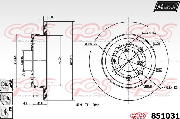 Maxtech 800102 - Bolt, əyləc diski furqanavto.az