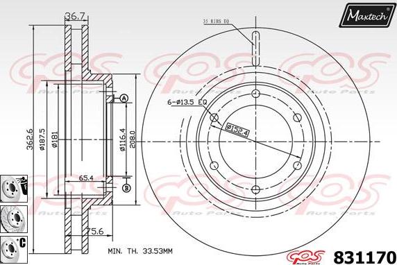 Maxtech 857159 - Əyləc Diski furqanavto.az