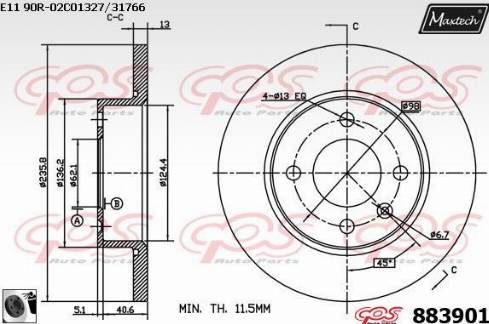 Maxtech 883901.0060 - Əyləc Diski furqanavto.az