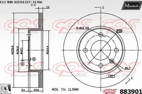 Maxtech 883901.0080 - Əyləc Diski furqanavto.az