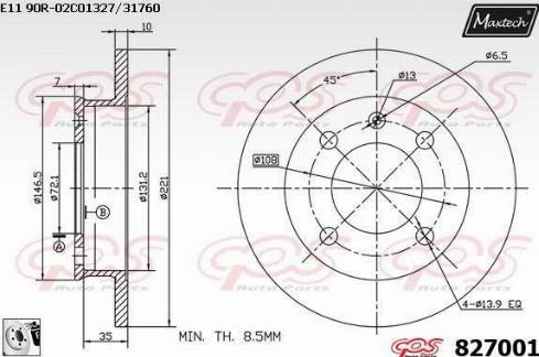 Maxtech 827001.0080 - Əyləc Diski furqanavto.az