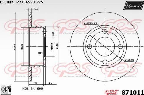 Maxtech 871011.0080 - Əyləc Diski furqanavto.az