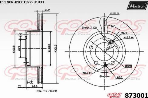 Maxtech 873001.0000 - Əyləc Diski furqanavto.az