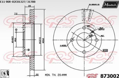 Maxtech 873002.0080 - Əyləc Diski furqanavto.az