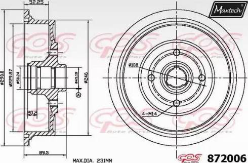 Maxtech 872006.0000 - Əyləc barabanı furqanavto.az