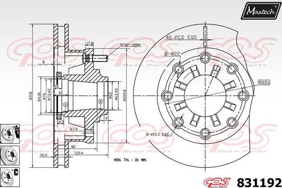 Maxtech 70180096 - Möhür, əyləc kaliperinin pistonu furqanavto.az