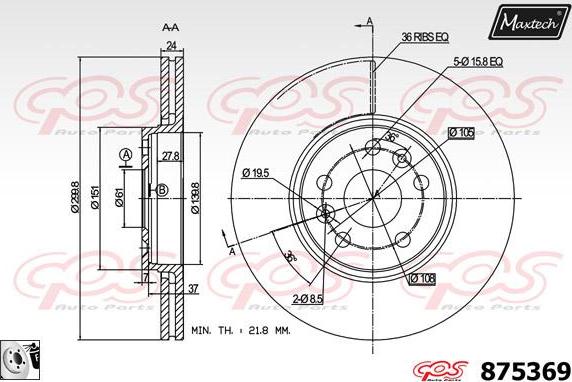 Maxtech 70180340 - Möhür, əyləc kaliperinin pistonu furqanavto.az